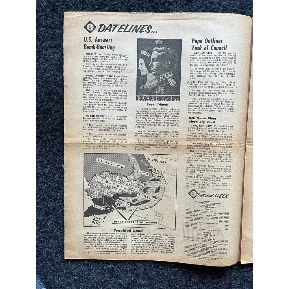 1970s Childrens Cold War Newspaper, Vintage Antique Collectibles, Original Chil